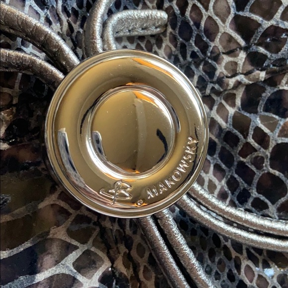 B. Makowsky gray snakeskin print leather purse - Picture 3 of 8